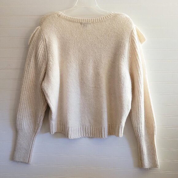 Wild Fable Sweater Womens Large Cream Ruffle Front Cropped Pullover Cozy Soft - Picture 6 of 8